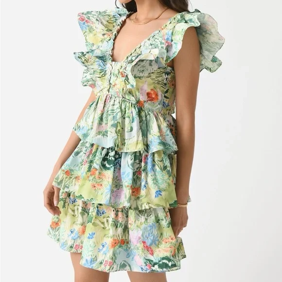 Hunter Bell Pamela Dress Garden Party Floral Tiered Mini Size 10 - Picture 13 of 16